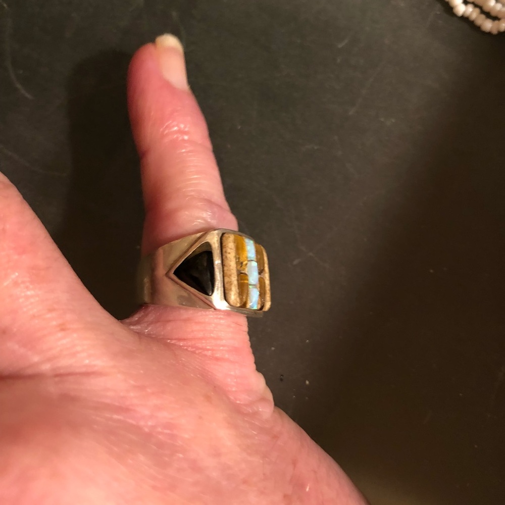 Native American Multi Gem Ring Sterling Silver - Picture 2 of 6